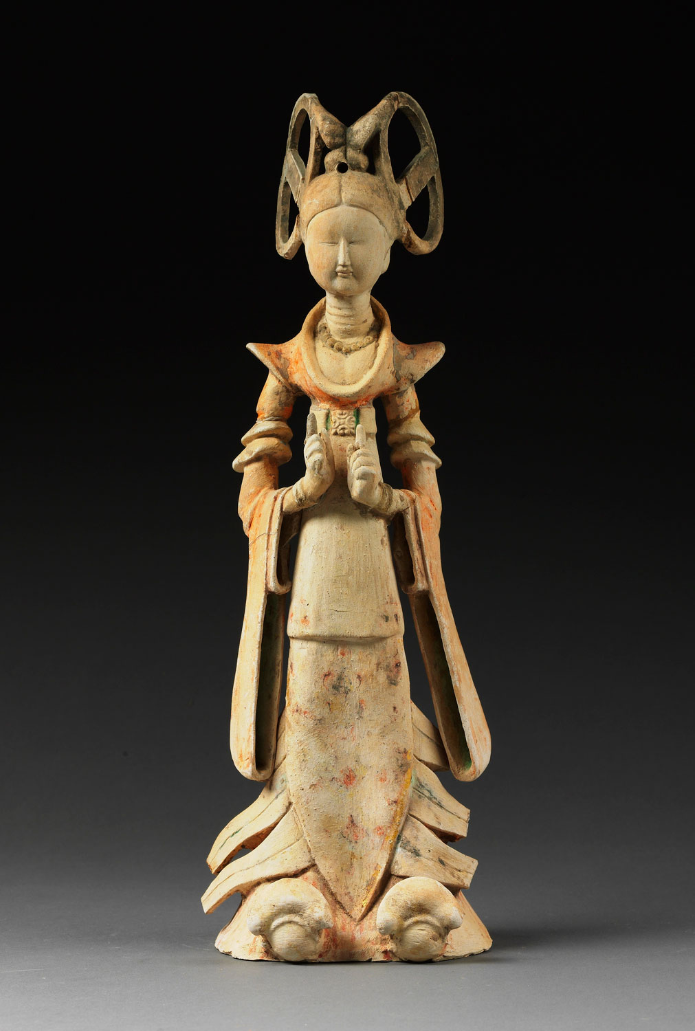 彩绘双环望仙髻女舞俑