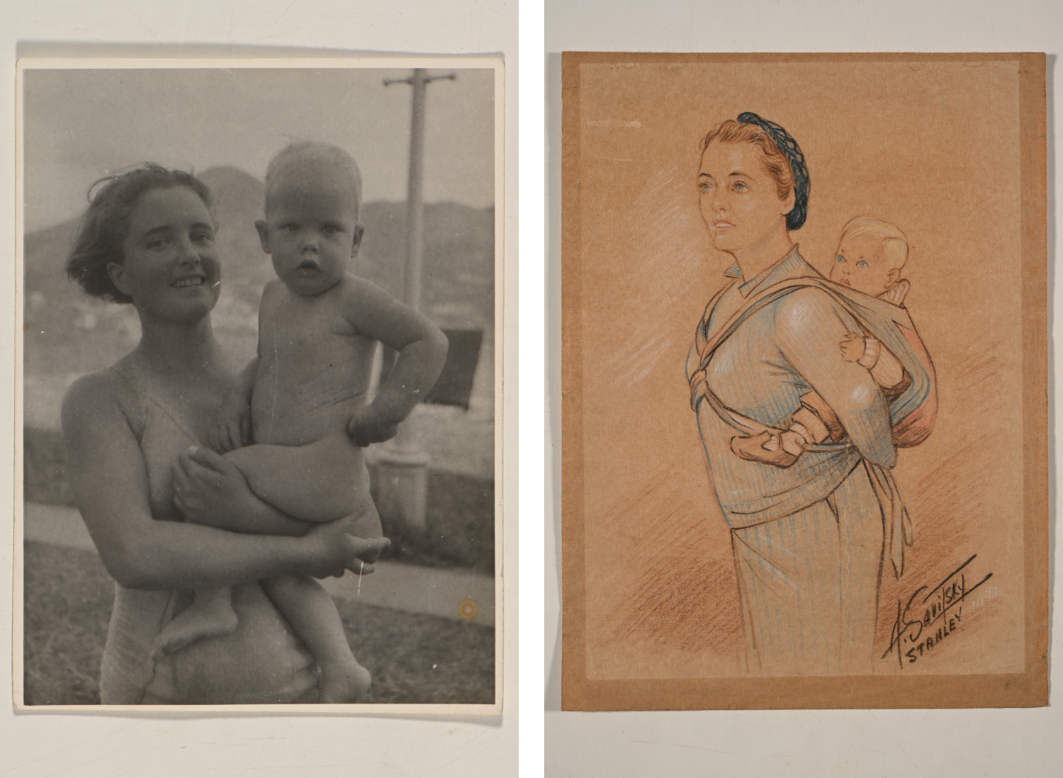 Witness to Stanley Internment Camp: Portrait of Mrs Potter and Her Son
