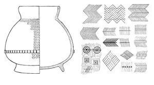 三角尾遗址典型器及主要纹饰物线图